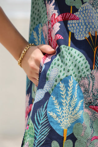 Tropical Print Cotton Tunic Set