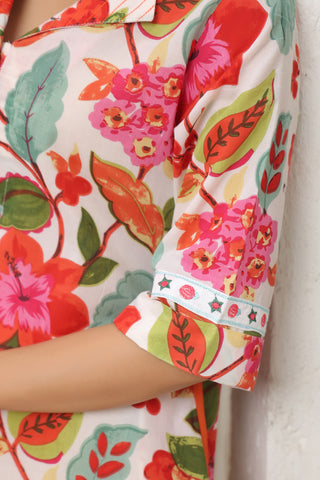 White A-line ethnic midi dress
