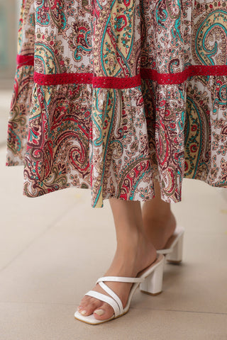 White Printed Ethnic Dress
