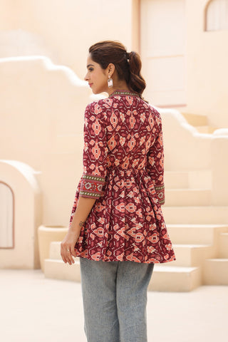 Women Cotton Abstract Print Top
