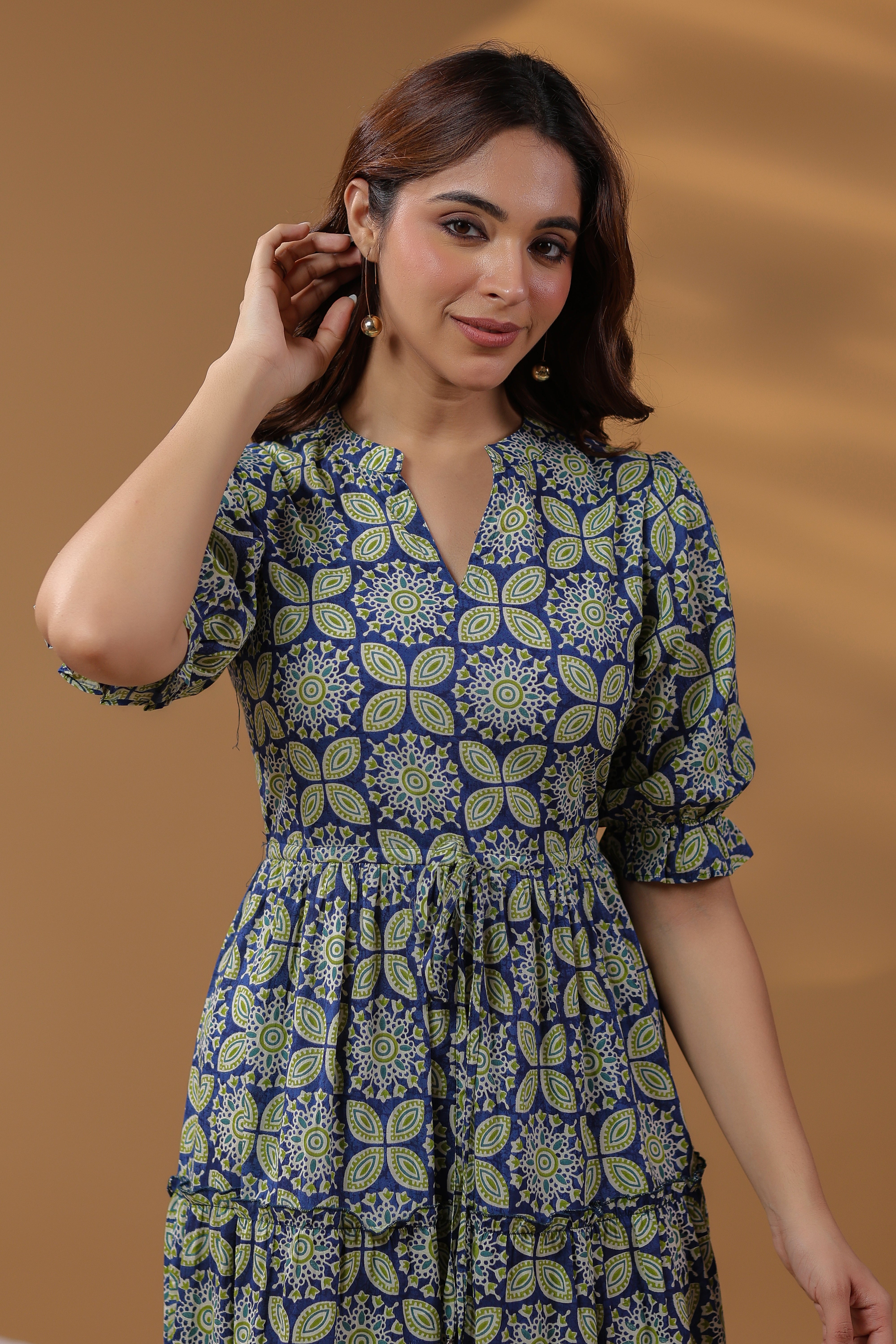 Printed Fit & Flared Maxi Ethnic Dresses – Rain & Rainbow