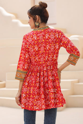 Women Floral Cotton Tunic Top