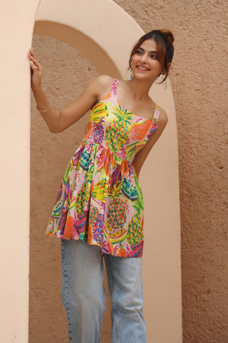 Women Multi Print Cotton Top