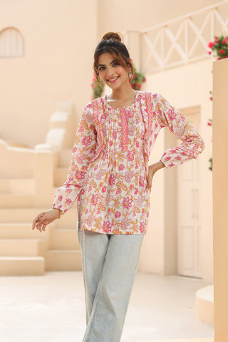 Women Pink Floral Print Top