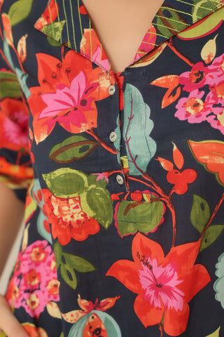 Women Printed Blue Dress