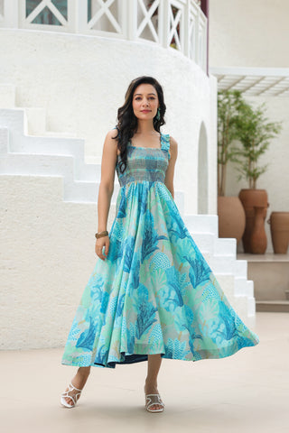 Women Printed Flared Ethnic Dress