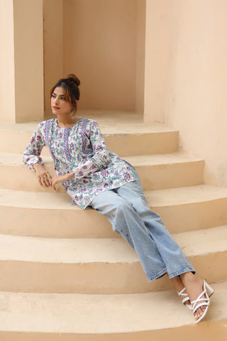 Women Purple Floral Print Top