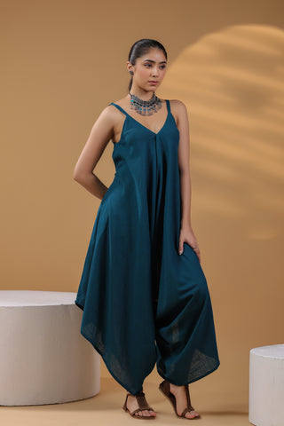 Women Teal Strap Jumpsuit