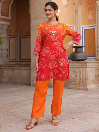 Women bandhani tunic trouser set