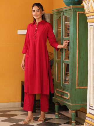 Women breathable cotton kurta trouser set