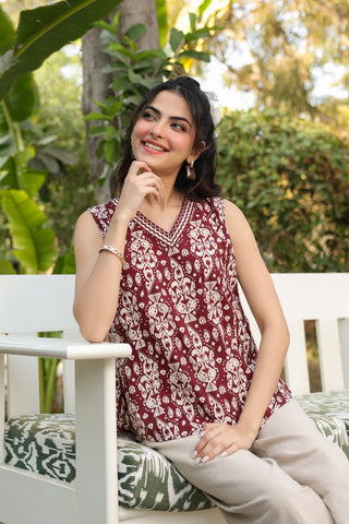 Women brown everyday cotton top