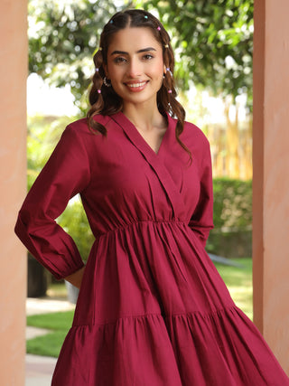 Women casual cotton wrap dress