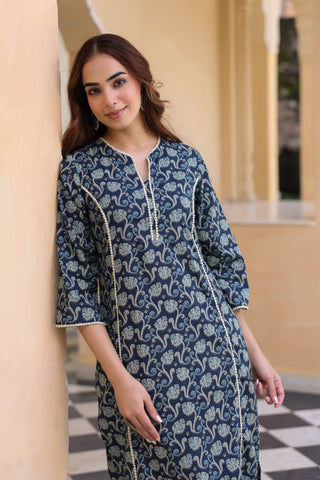 Women casual floral kurta cotton