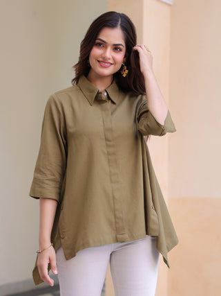 Women casual green shirt