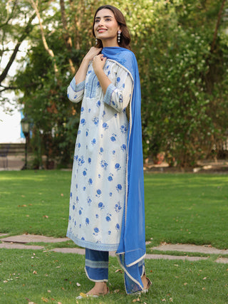 Women cotton floral kurta trousers set