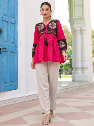 Women cotton summer print top