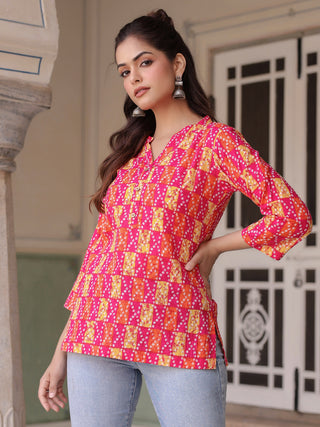 Women ethnic printed cotton top