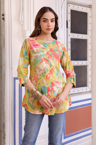 Women floral cotton top