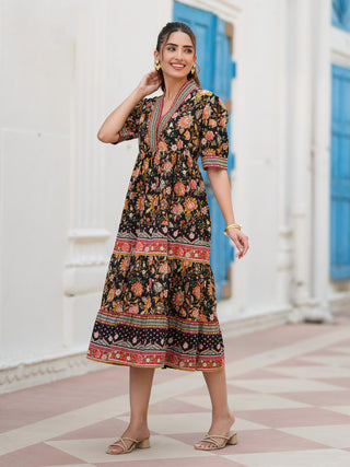 Women floral print midi dress