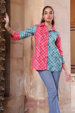 Women pink printed casual shirt