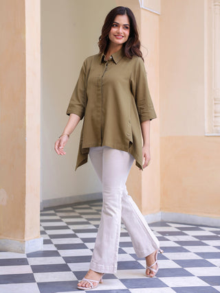 Women plain green shirt