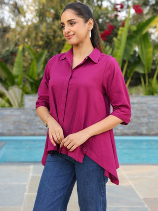 Women plain magenta shirt
