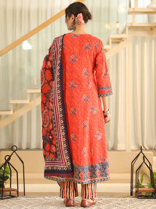 Women printed pure cotton kurta set