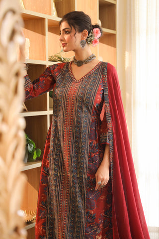 Women regular fit floral printed kurta set