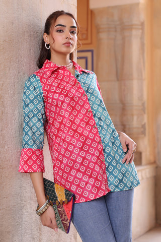 Women relaxed fit pink shirt