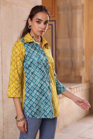 Women relaxed fit yellow shirt