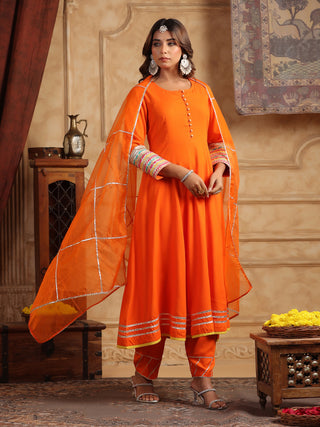 Women’s Orange Ethnic Kurta Set