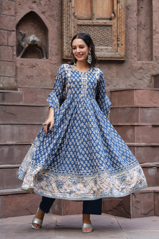 Women’s Sequinned Cotton Kurta Set