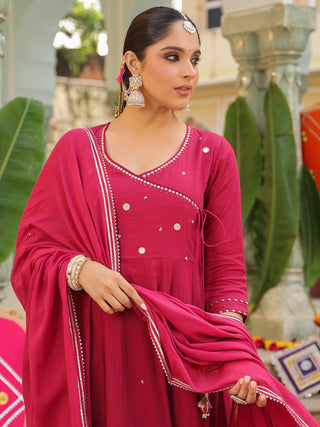 Women’s cotton Anarkali kurta trouser set
