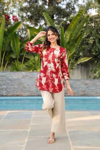 Women's printed cotton top for casual wear