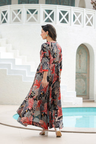 Women’s tropical cotton maxi dress