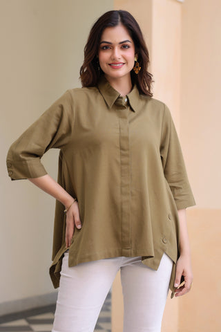 Women solid green shirt