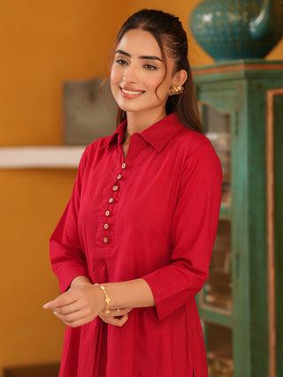 Women straight cotton kurta with trousers
