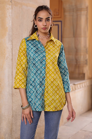 Women yellow printed casual shirt