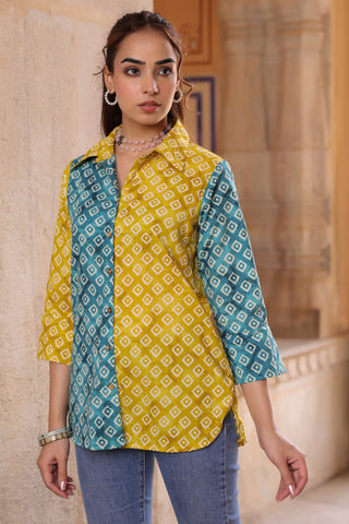 Women yellow printed shirt