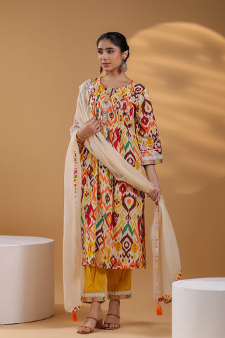 Yellow cotton kurta set
