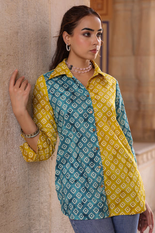 Yellow printed shirt for women