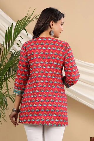 Women Fuchsia Ethnic Motifs Printed Pure Cotton Kurti