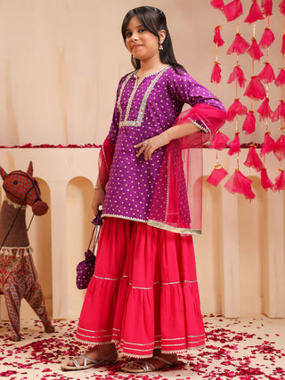 bandhani print girls ethnic set