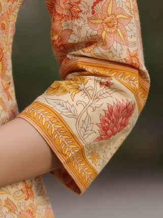 Women Yellow Ethnic Motifs Printed Straight Kurta