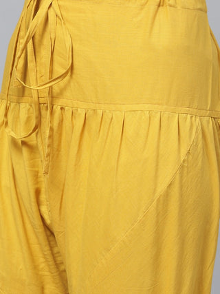 Women Mustard Coloured Kurta with Churidar & Dupatta