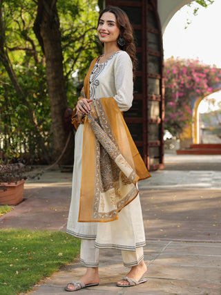 cotton kurta trousers dupatta set