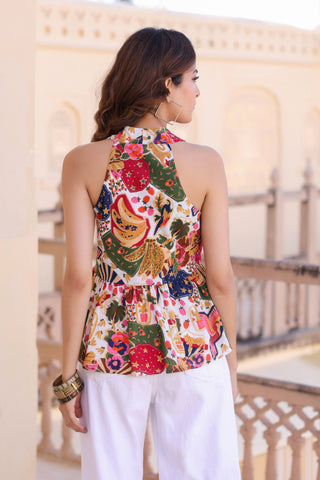 cotton peplum top sleeveless design