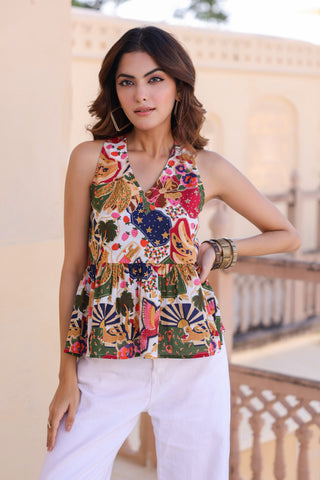 cotton sleeveless peplum top women