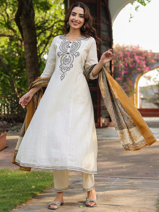 embroidered A-line kurta outfit