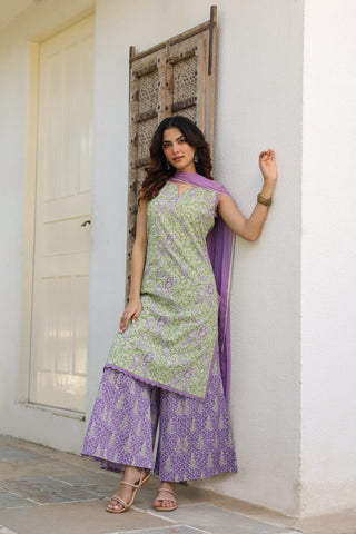 ethnic motif cotton kurta sets
